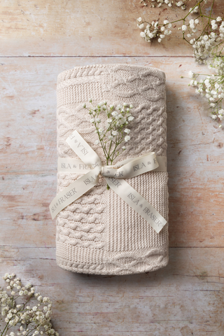 Organic Cotton Cable Knit XL Blanket - Oat