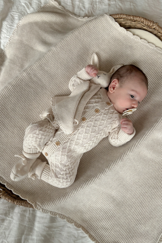 Organic Cotton Baby Blanket & Bunny Bundle - Oat