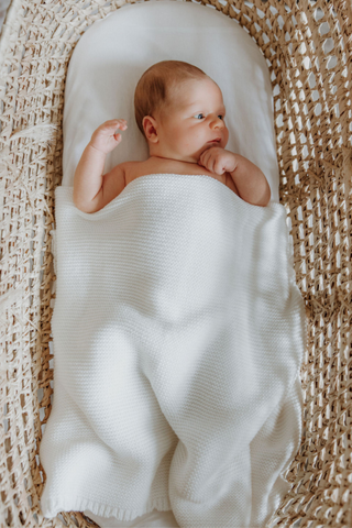 Organic Cotton Scallop Knit Baby Blanket - Milk