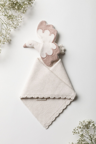 Organic Cotton Baby Stork Comforter - Oat/Rose