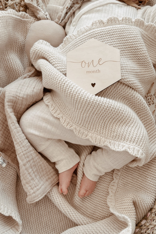 Organic Cotton Baby Blanket & Stork Bundle - Oat/Sage