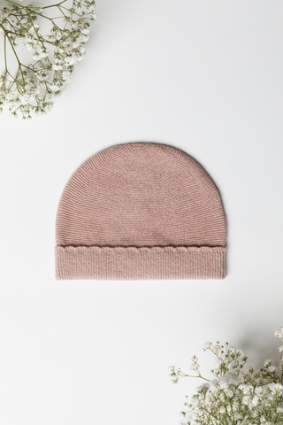 Organic Cotton Fine Knit Newborn Hat - Rose