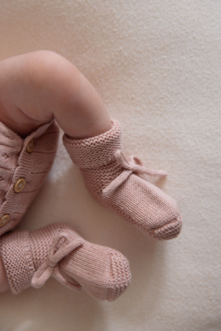 Organic Cotton Newborn Booties - Rose