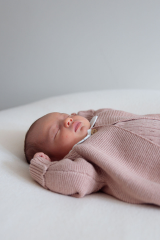 Organic Cotton Scallop Collar Baby Cardigan - Rose