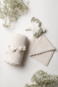 Oat Scallop Blanket & Stork Bundle