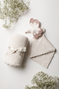 Oat Scallop Blanket & Stork Bundle