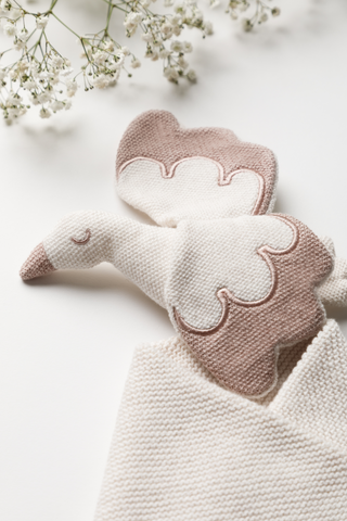 Organic Cotton Baby Stork Comforter - Oat/Rose