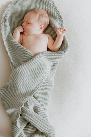 Organic Cotton Baby Blanket & Bunny Bundle - Sage