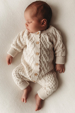 Organic Cotton Heirloom Cable Knit Baby Bundle - Oat