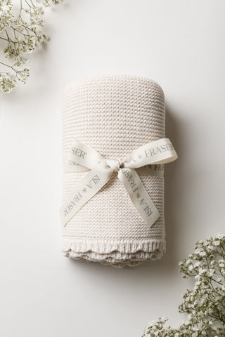 Organic Cotton Scallop Knit Baby Blanket - Personalised