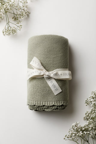 Organic Cotton Scallop Knit Baby Blanket - Personalised